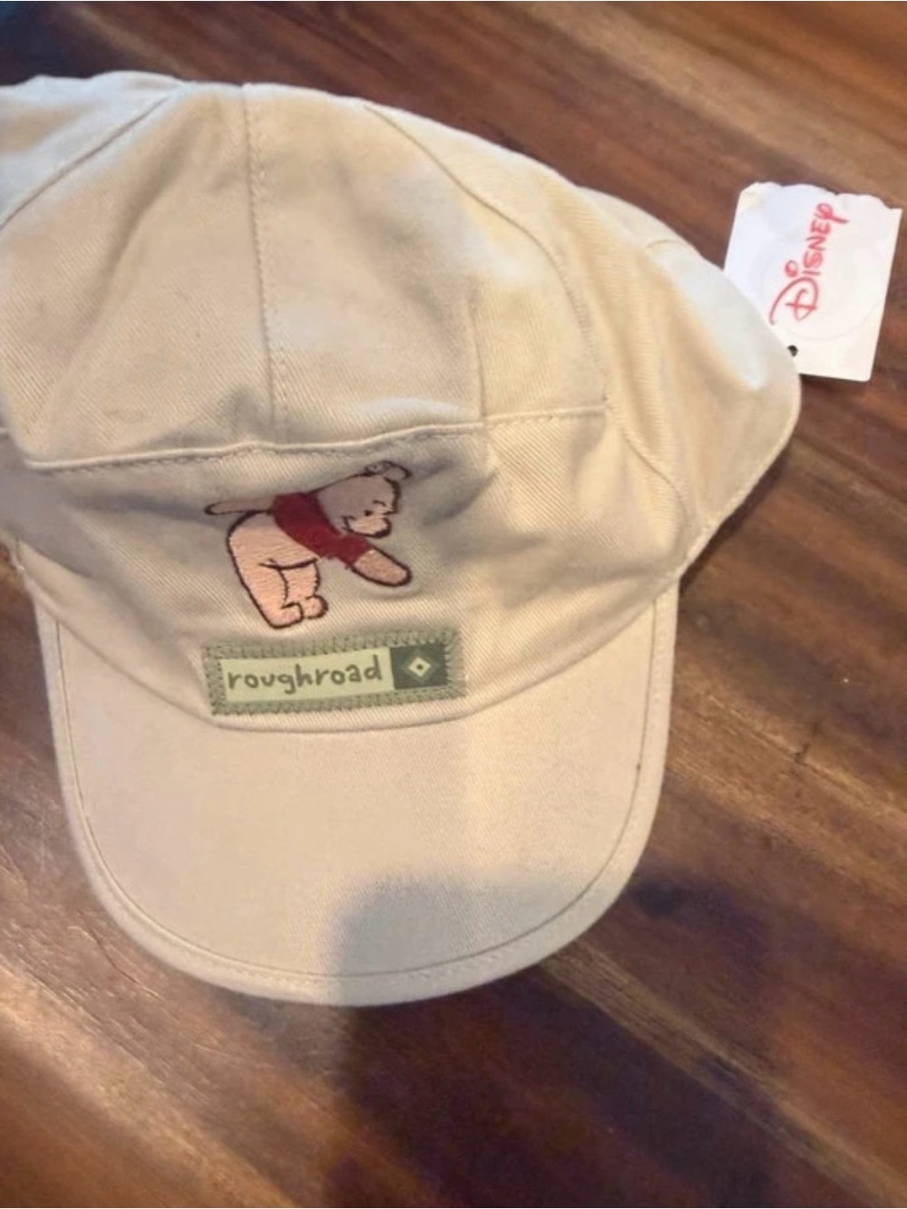 Disney Kids Cream Baseball Cap with Red Pooh Embroidery